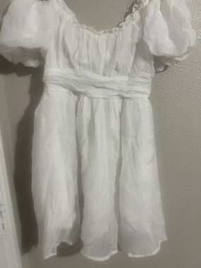 White Puff Sleeve Babydoll Dress